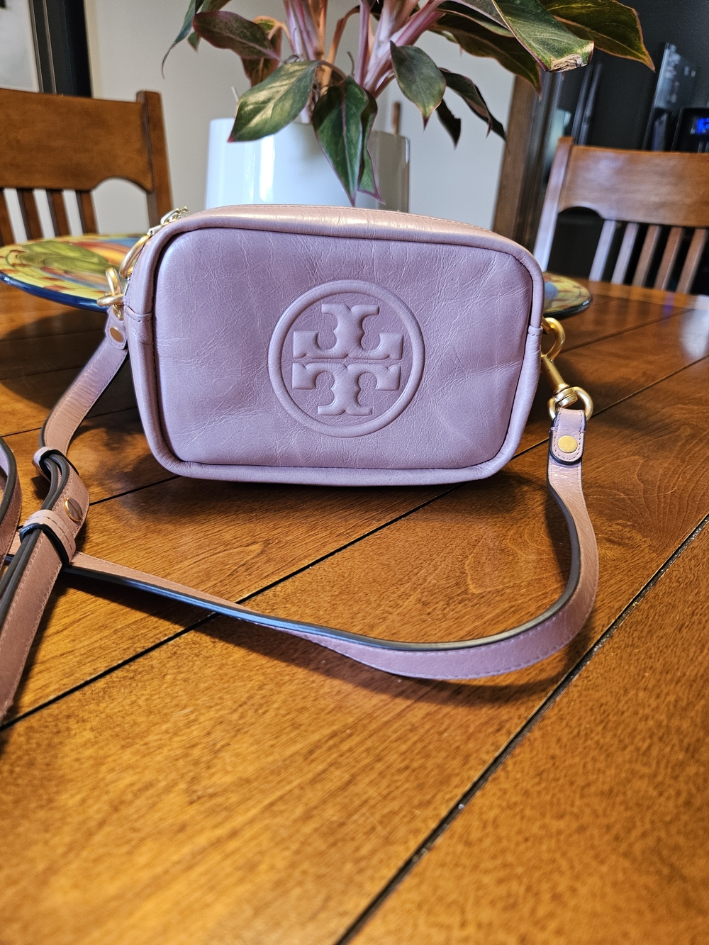 Tory Burch Perry Bombe Mini Pink Leather Camera Crossbody